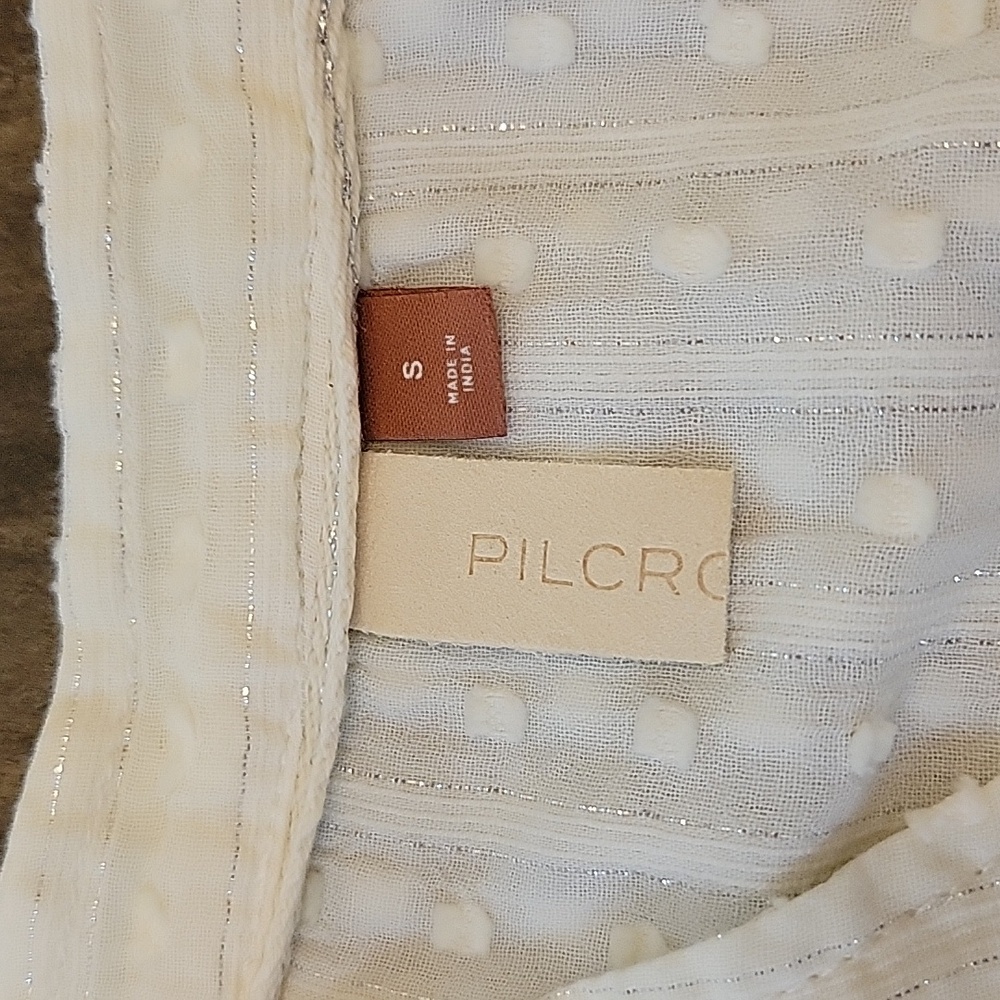 Pilcro White Sleeveless Ruffled Eyelet Button-Front Blouse - Picture 8 of 10